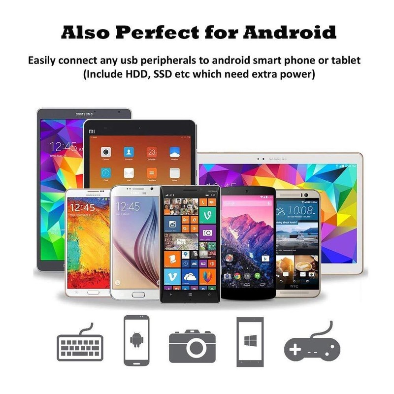 2 Pack 2-In-1 Powered Micro USB to USB OTG Adapter 90 Degree for Fire Stick gallery