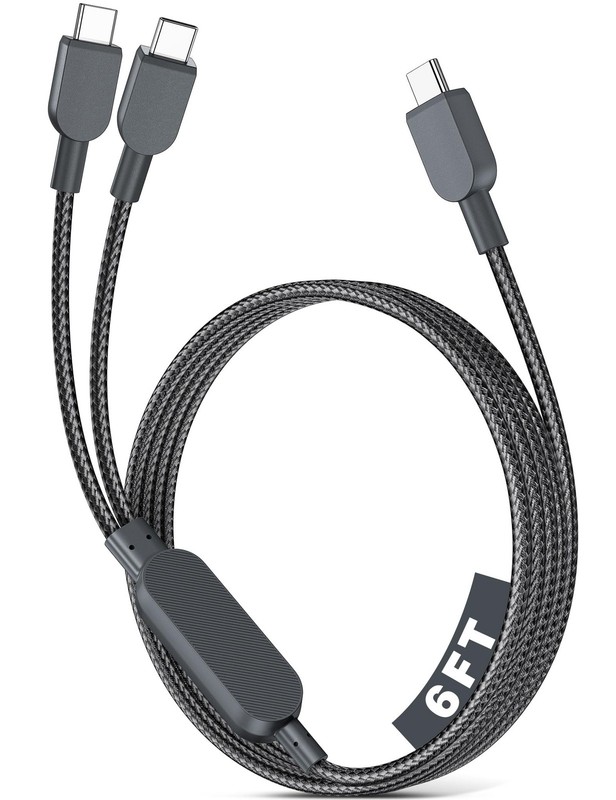 6FT 140W Max USB to USBC Splitter Multi Charging Cable Grey