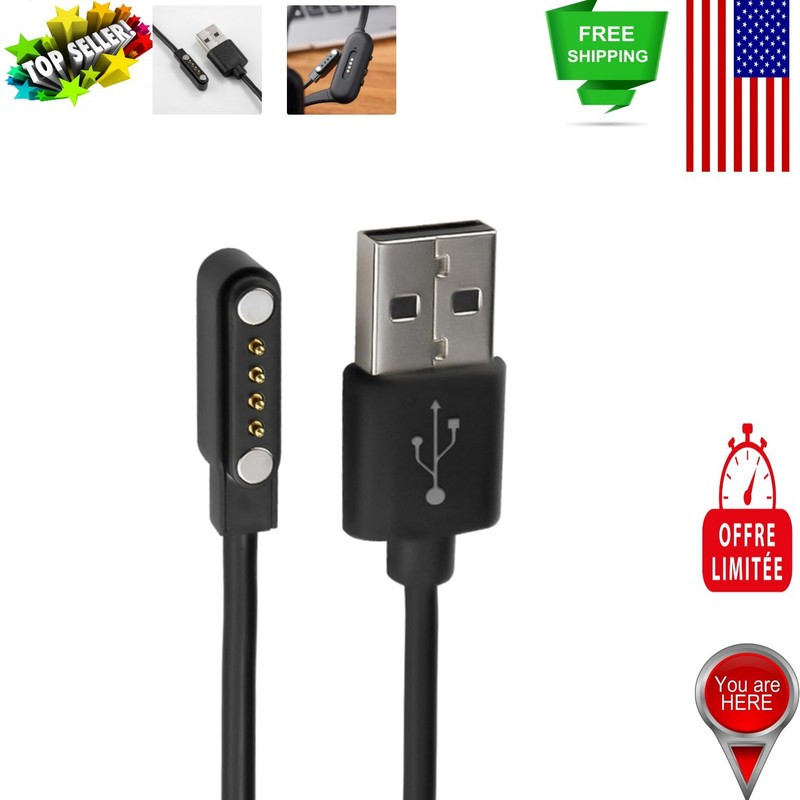 2-Pack Magnetic USB Charging Cable for Bone Conduction Headphones & Smartwatches