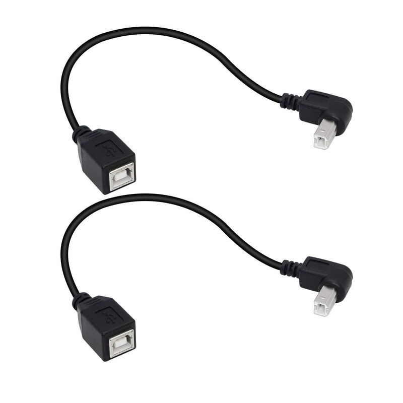 USB 2.0 B Female to Type B Male UP Angle Printer Short Extension Cable 2 Pack