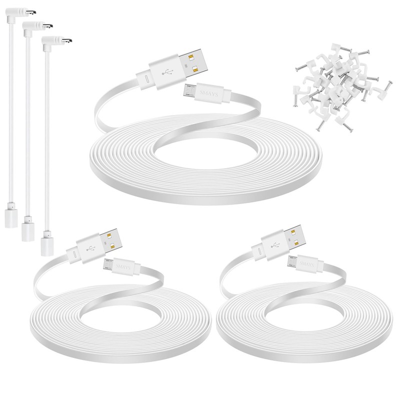 Smays 3-Pack 10 ft Micro USB Extension Cable Compatible with Wyze Cam v4, Wyze C
