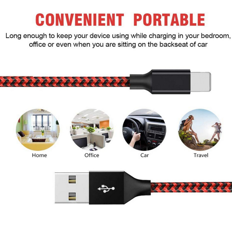 3/5/6Pack 6/10Ft USB Fast Charger Cable For iPhone 14 13 12 11 8 6 Charging Cord gallery