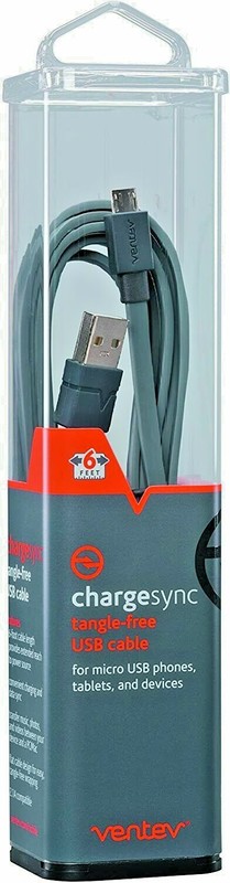 2 Pack Ventev Micro-USB 6 Foot Cable Data Transfer Wire Charge Phone MFi gallery