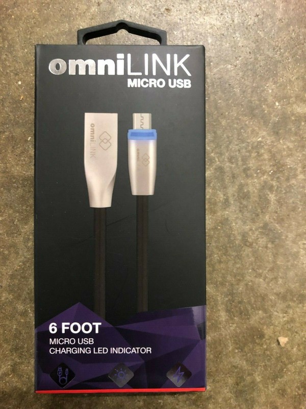 omniLINK Illuminated 6 ft Micro USB Data Cable with 2.1 true fast charge & LED
