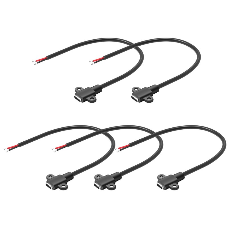 USB C Female 2 Pin Bare Wire Power Cable 5V/3A DIY Charger Extension 25CM gallery