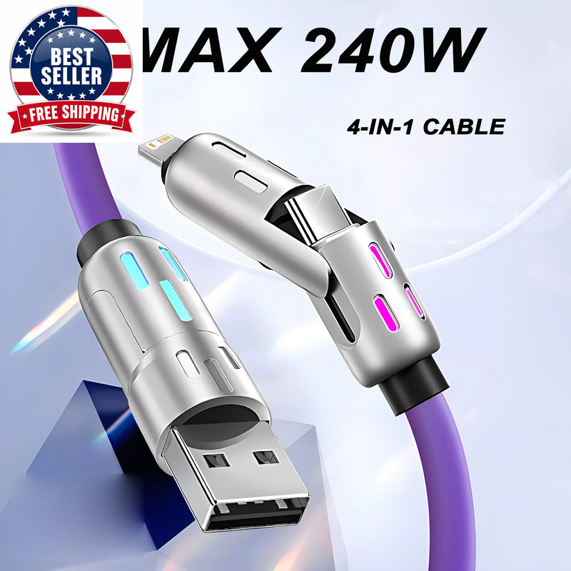 4-IN-1 240W USB Type C to USB C Cable PD Fast Charger Wire for Iphone 16 Pro Max gallery