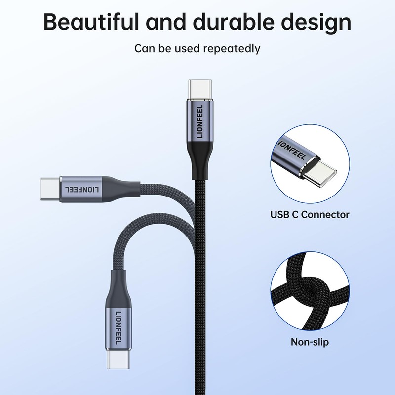 100W USB to USB Cable 2-Pack, 4.9FT/6.6FT Nylon Braided Fast Charging Cord, C... gallery