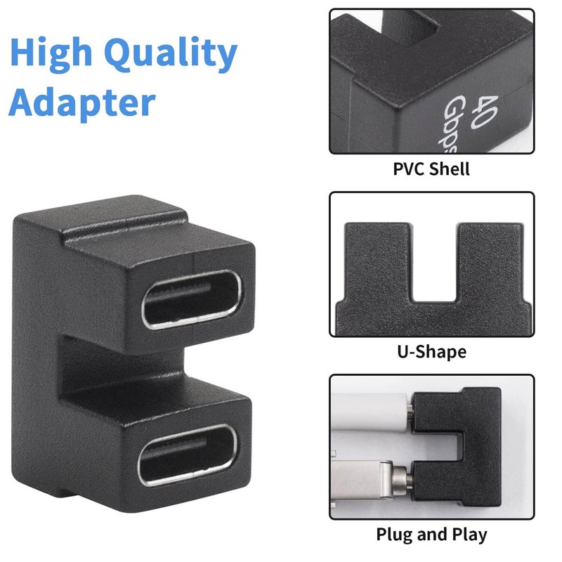 U Shape USB Type C Female to Female Adapter 40Gbps Coupler USB4 Cable Connector gallery