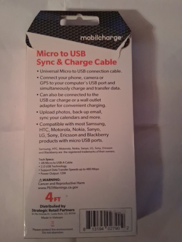 MobilEssentials 6 Ft. Micro USB Sync & Charge Charger Cable (Black) gallery