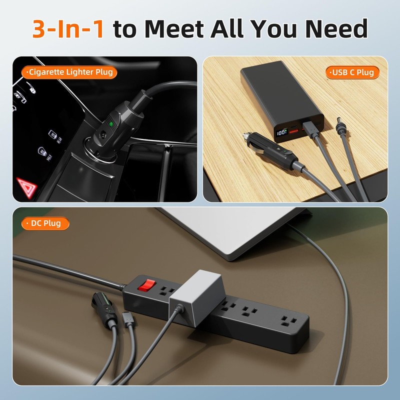 Starlink Mini 3-in-1 DC Power Cable 16FT, USB-12-24V Cigarette Lighter Plug &... gallery