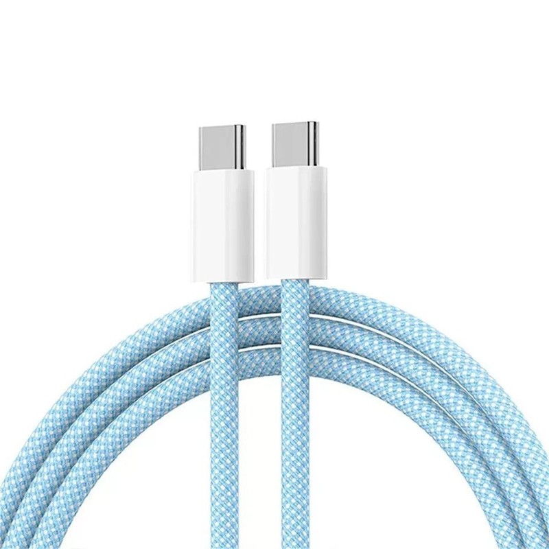 1 pc C-Type-C (BLUE )Braided Fast Charging Data SYNC Charger Cable Cord