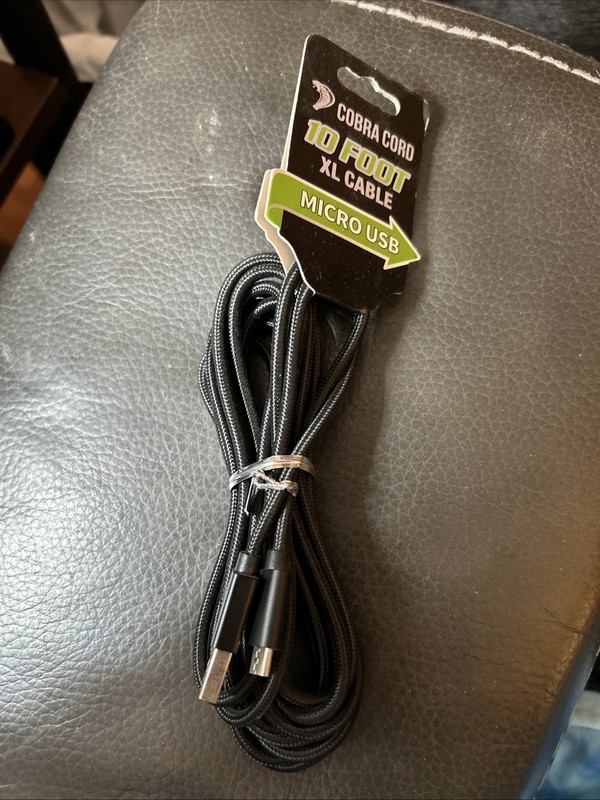 Diamond Visions Cobra Cord Micro to USB Charge and Sync Cable Black 10 Feet