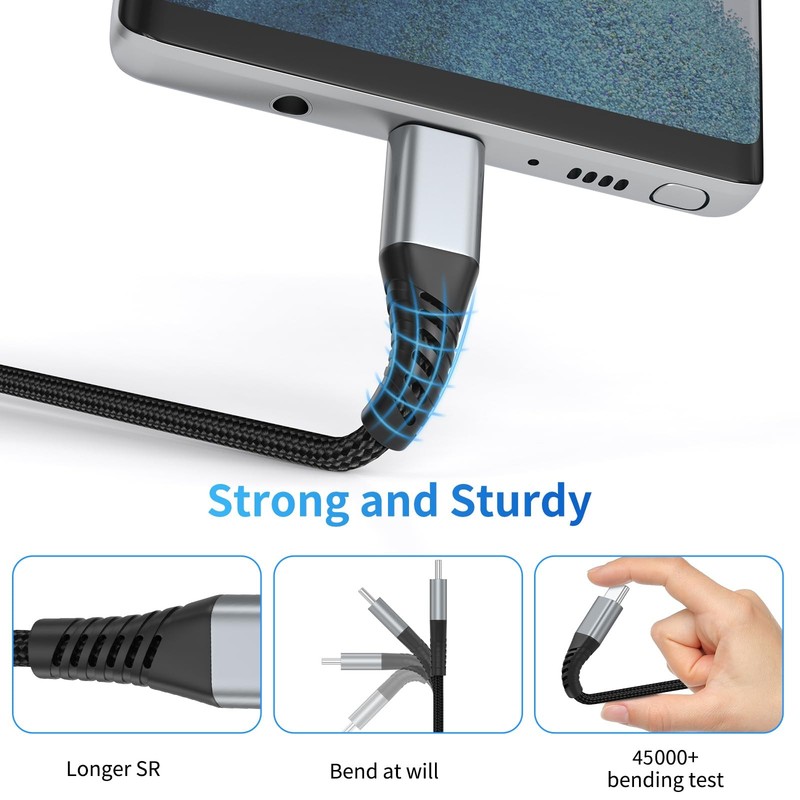 6 inch USB C Cable Short, 0.5ft 3-Pack USB A to USB C Cable Braided USB Type C gallery