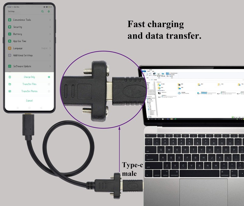 USB Type C Panel Mount Adapter Cable USB-C 3.1 Gen2 Male to USB C Female 0.3M gallery