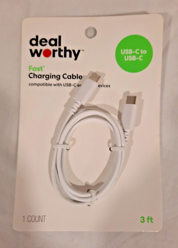 DEAL WORTH 3 FOOT FAST CHARGING CABLE (USB-C) TO (USB-C) ANDROID DEVICES