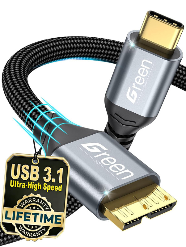 10 Gbps Micro B to USB C USB 3.0 Cable, 1.5FT USB C to Micro B, External Hard