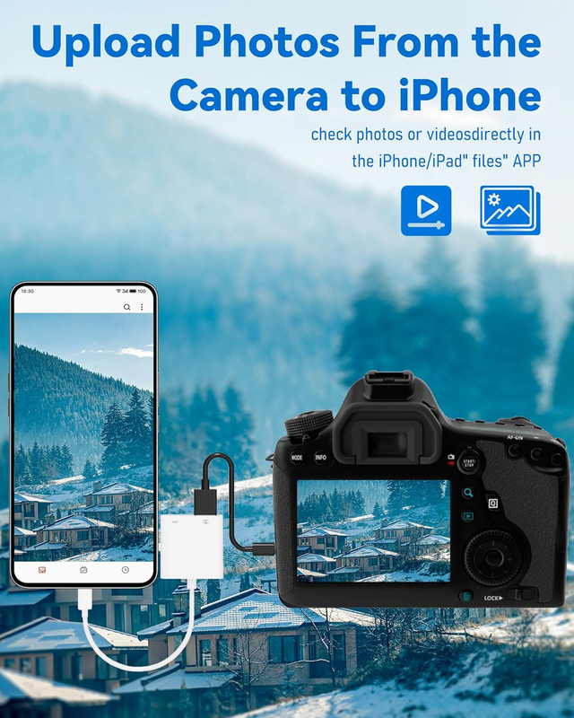 USB C to USB Camera Adapter with 30W PD Charging Port, OTG Cable Compatible with gallery
