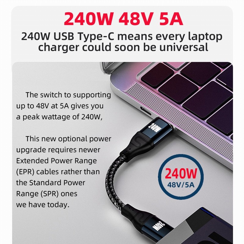 Chenyang USB-C Type-C Cable 480Mbps 48V 5A 240W Compatible with USB2.0 100W gallery