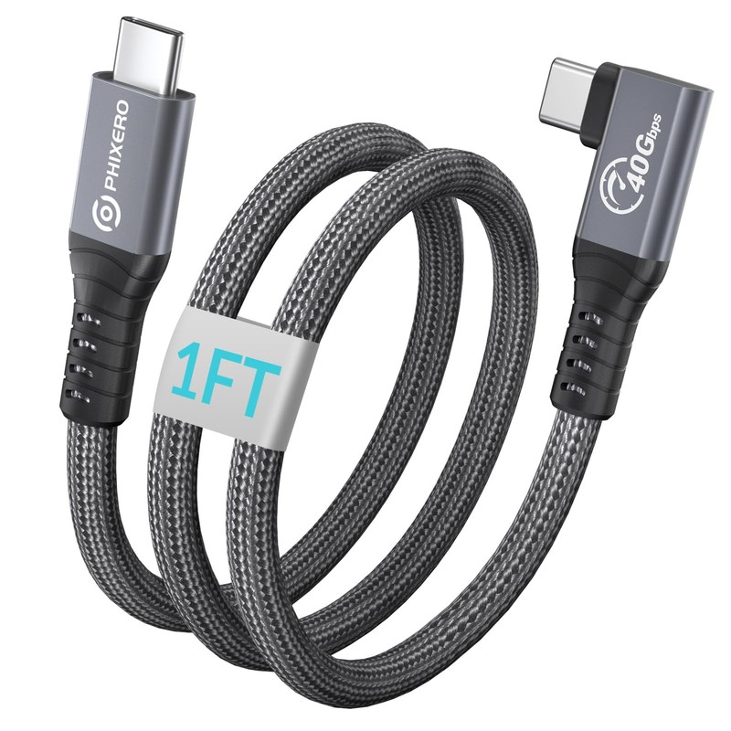 Cable Compatible With Thunderbolt 4 Cable 1ft Right Angle USB4 40Gbps PD100W