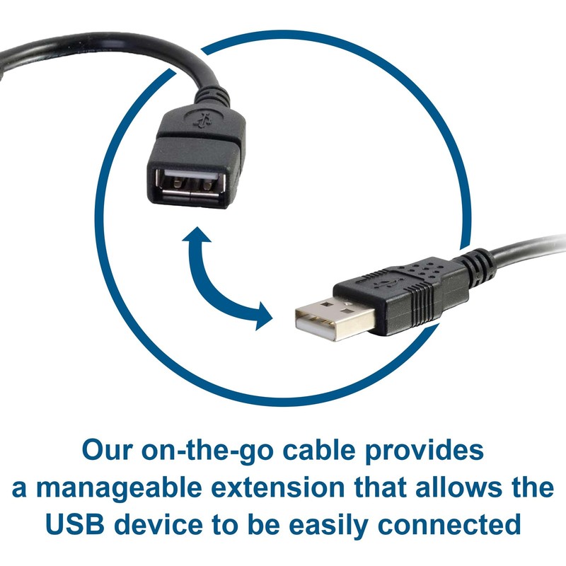 C2G Legrand USB Cable, A to A Short Extension 0.5 Feet, Black gallery