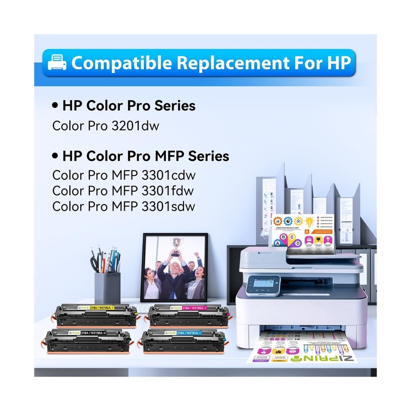 218A Toner Cartridges 4 Pack with Chip - 3301fdw Compatible Replacement for H... gallery