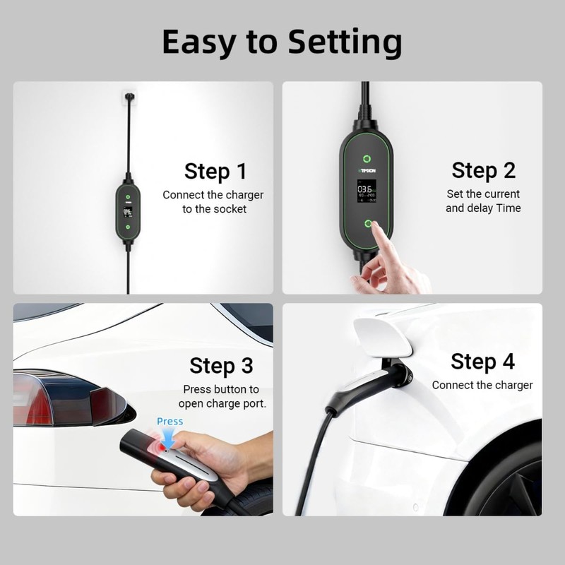 25ft Cord 16A Level 1/2 Tesla EV Charger NEMA 6-20 to 5-15 Adapter Fits Y/3/S/X gallery