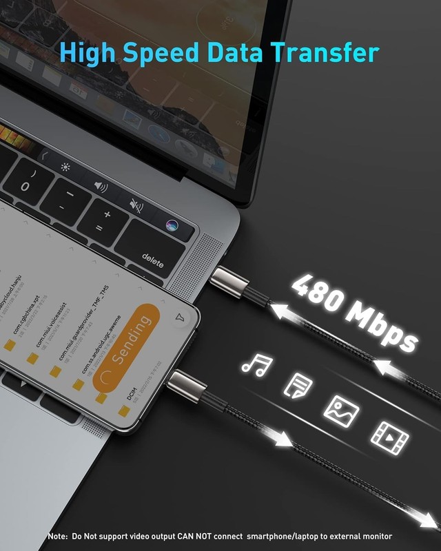 USB C Cable, 100W PD 5A QC 4.0 Fast Charging USBC to USBC Cable, Zinc Alloy Nylo gallery