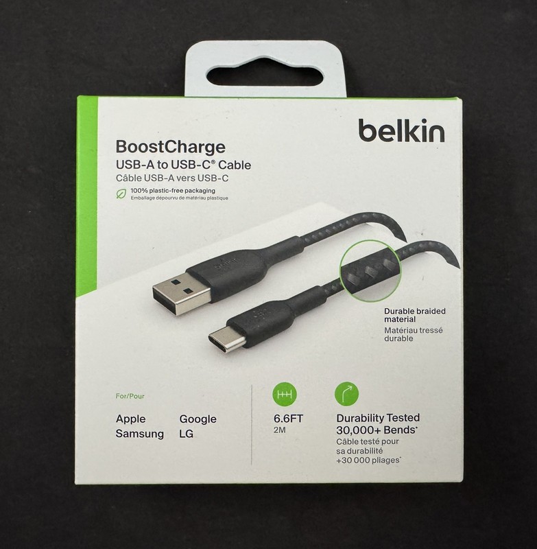 Belkin BoostCharge USB-A To USB-C Braided Cable 6.6FT CAB002Bbt2MBK