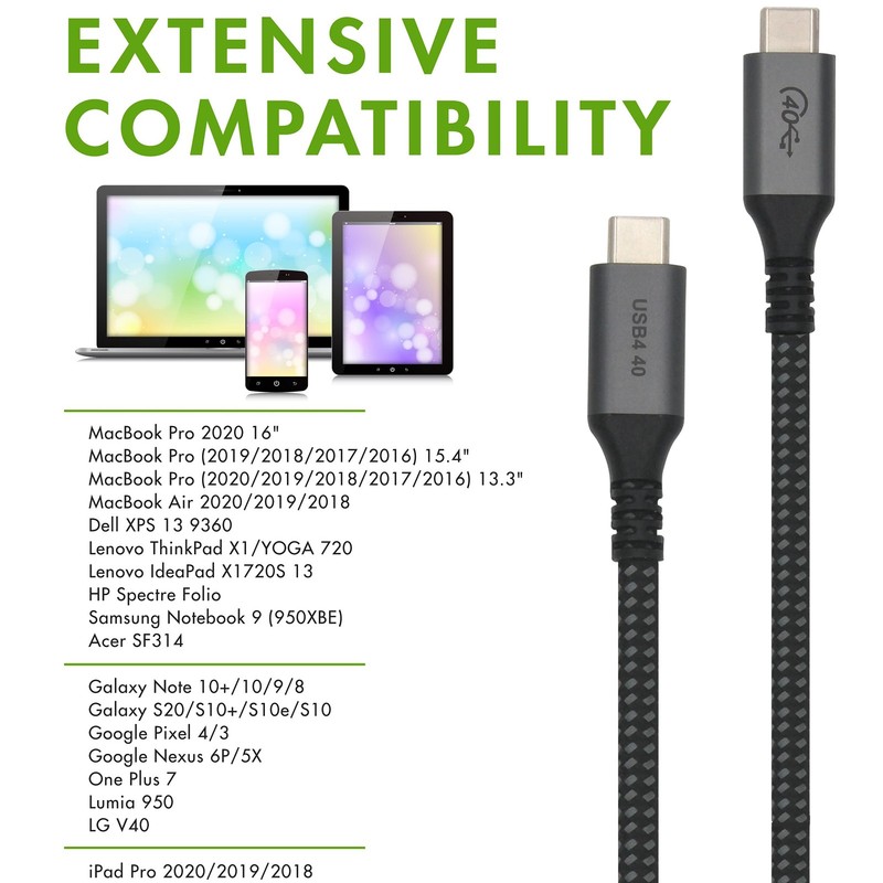 6-Inch Extra Short USB4 Cable - 40Gbps Supports 100W (20V, 5A) Charging - Com... gallery