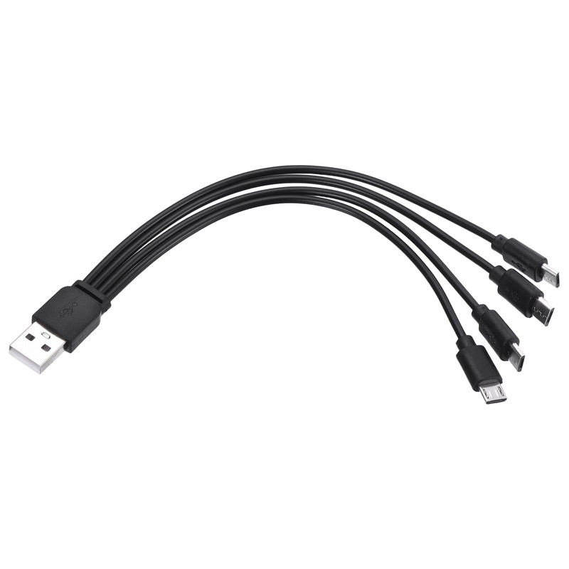 Multi Charging Cable, 4 in 1 USB A to Micro USB Splitter 8″, Black