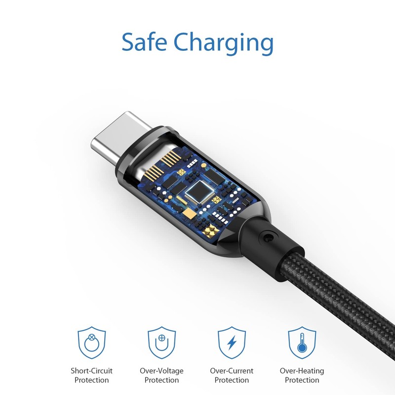 SOOPII 100W 4ft USB C to USB C Cable Fast Charge, Nylon Braided Cable with LED gallery