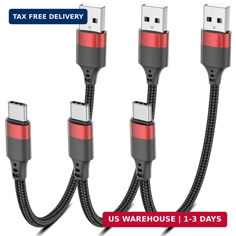 6 inch Short USB C Cable, 0.5ft 3 Pack USB A to USB C Cable Nylon Braided Short