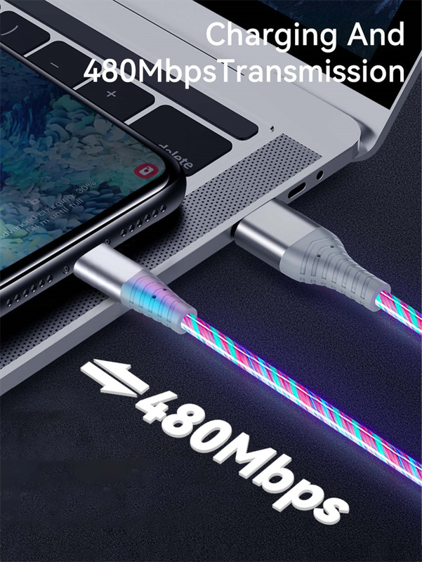 LED Light Up USB C Cable Fast Charging Cord For iPhone 15 16 17 Samsung Android gallery
