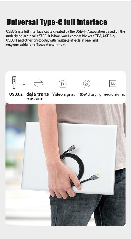 USB 3.2 Type-C TO USB C 5A 100W Power Fast Charging Quick charger Cable 20Gbps gallery