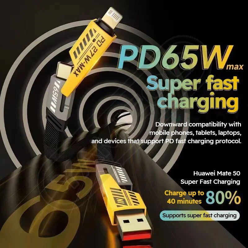 50PCS USB C Charging Cable 1.2m Type-C Connector Nylon PD 65W 27W Fast Charging gallery