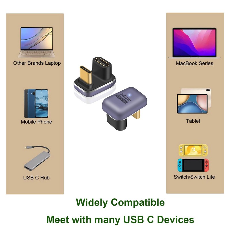 1x U USB C 4 Male to Female Extender Adapter 240W 40Gbps 8K Video Display Laptop gallery