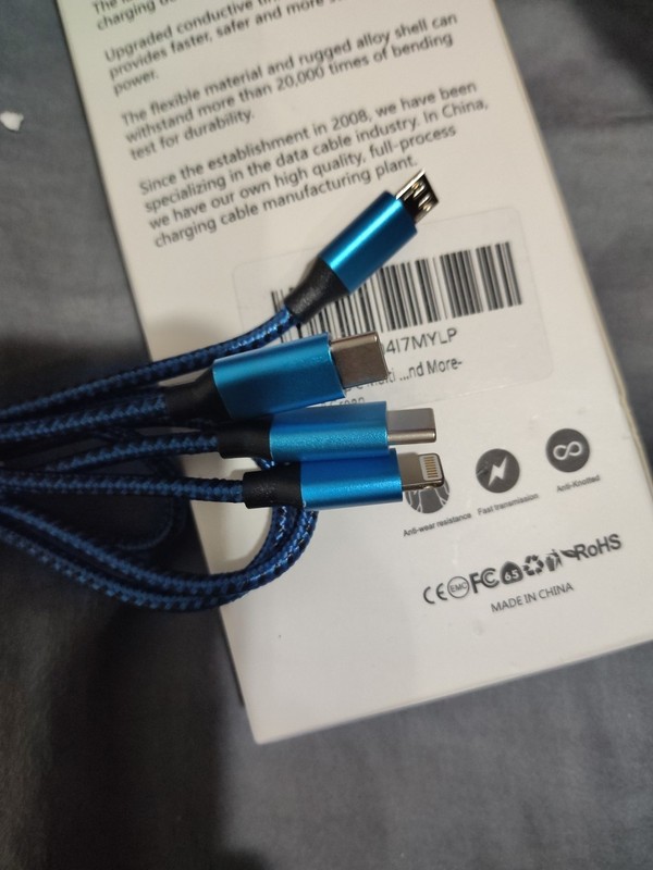 New Inbox High Quality Flexible Charging Cable 3 Outlets iPhone USBC USB A gallery