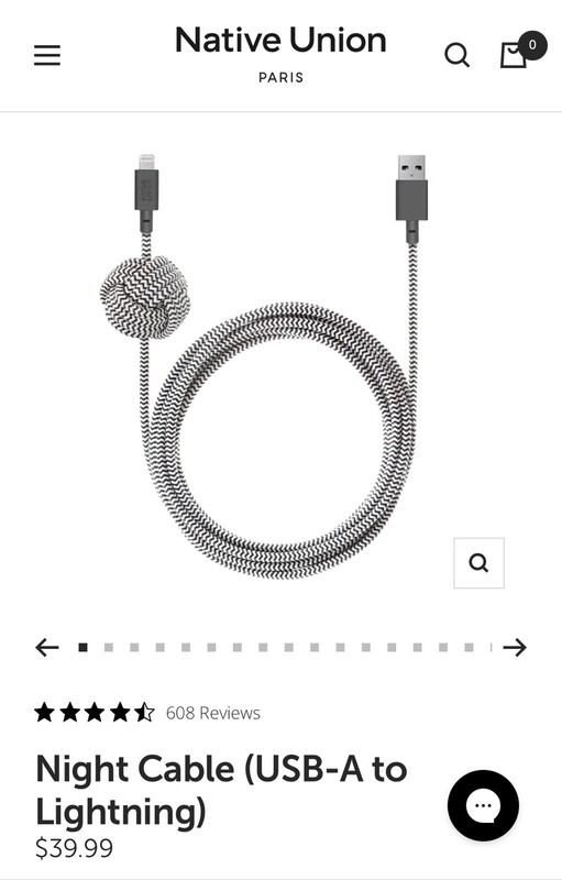 Native Union Night Cables (USB-A to ⚡️ ) in Zebra (Set Of 2) gallery