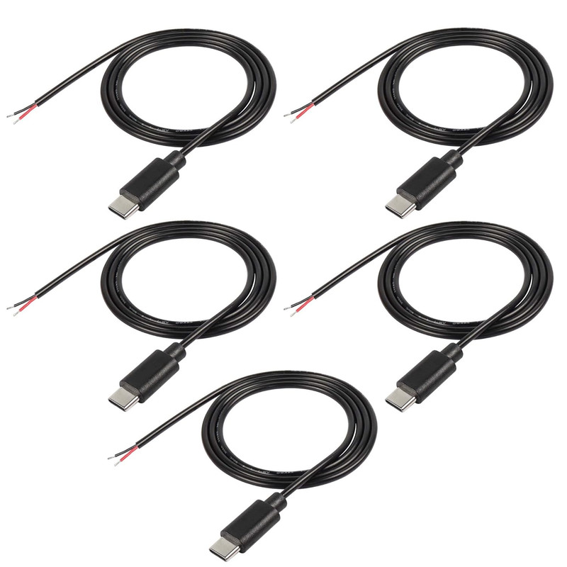 USB Type-C Pigtail Cable Extension Power Cable 22AWG 5V 3A USB-C Plug to 2 Pin B gallery