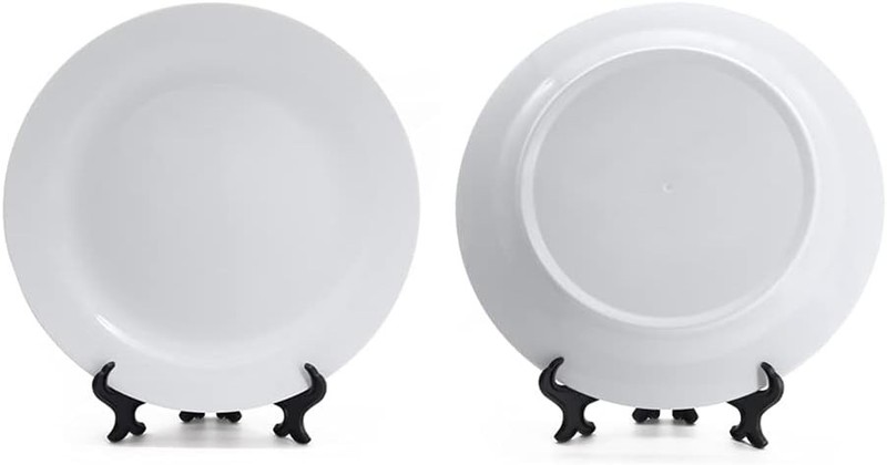 MR.R Sets of 2 Sublimation Blanks White Ceramic Flat Plate with Stand,Porcela... gallery