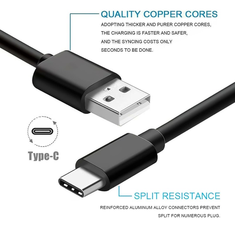 Flexible & Reliable 3.3ft USB-C Charging Cable for Outdoor Flashlights - Black gallery