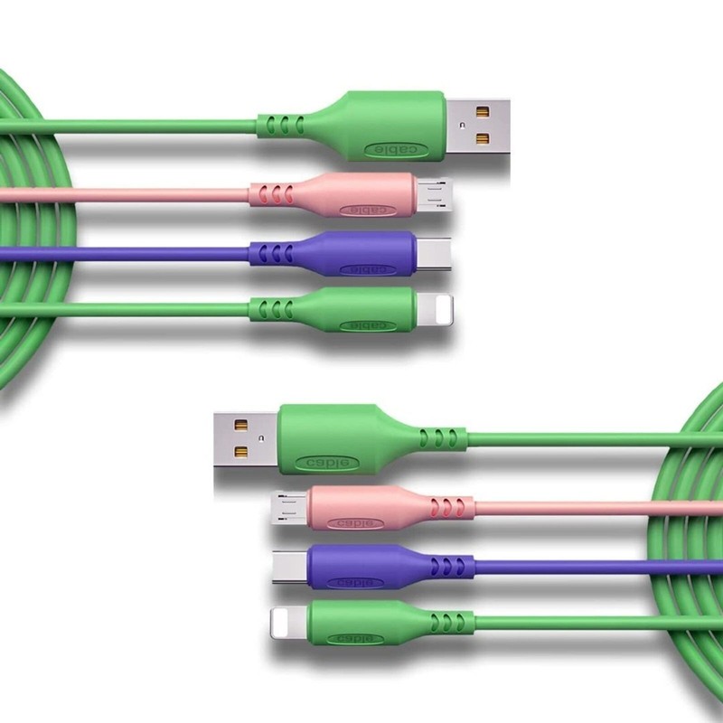 CABLE 3 in 1 Fast USB Charging 3' Cable 6 Pack Cell Phone Tablet Charger Cord gallery