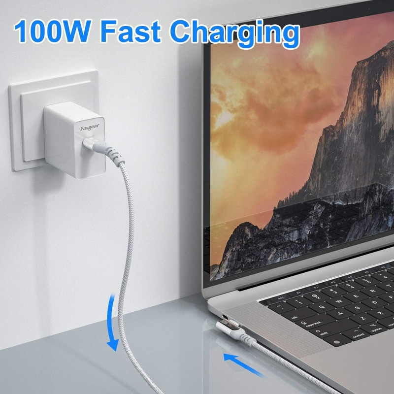 USB C to USB C Cable 2 Pack for iPhone 17 Series, Right Angle 100W PD 5A Fast... gallery