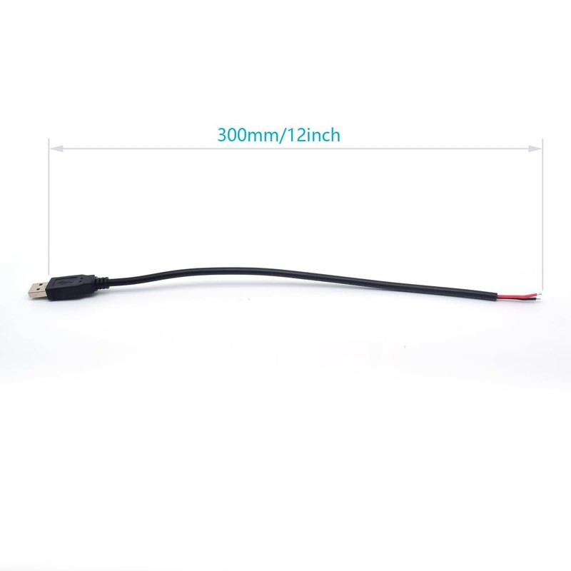 18AWG 2PCS USB 2 Wire Pigtail Cable,0.3M/1FT USB 2.0 Plug 2 Pin Bare Wire Ext... gallery