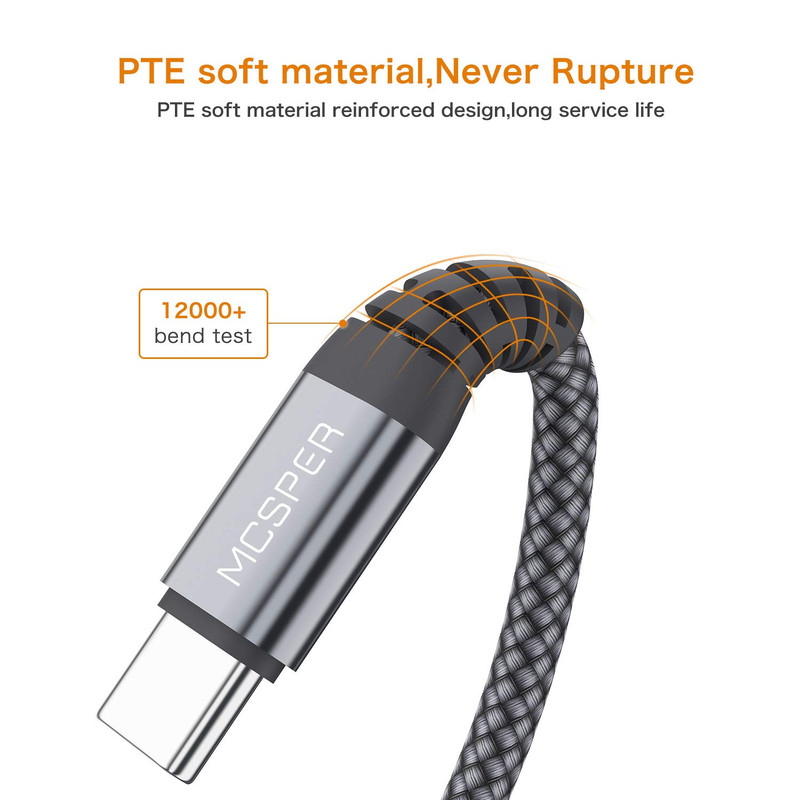 Short USB C to USB C 60W Cable(2 Pack 0.5Ft), Type C Fast Charging Nylon Braided gallery