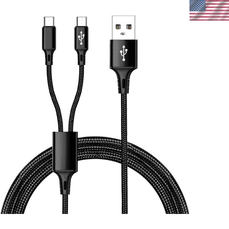 High-Speed Dual Port USB C Cable – 480Mb/s Data Transfer & 2.4A Charging Power