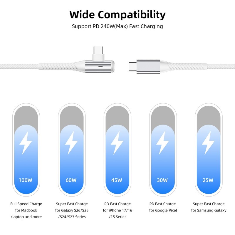 240W USB to USB Cable for MacBook/iPad/iPhone 17 16 15 Max, 10ft Right-Angle ... gallery
