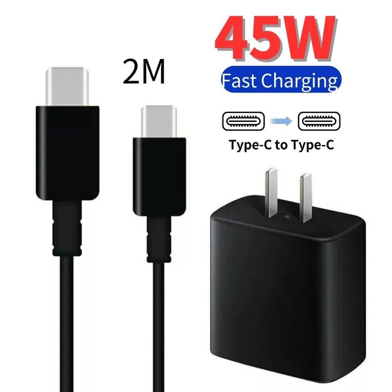 Universal 45W USB-C Cable & Super Fast Wall Charger For Samsung Galaxy S22 S23