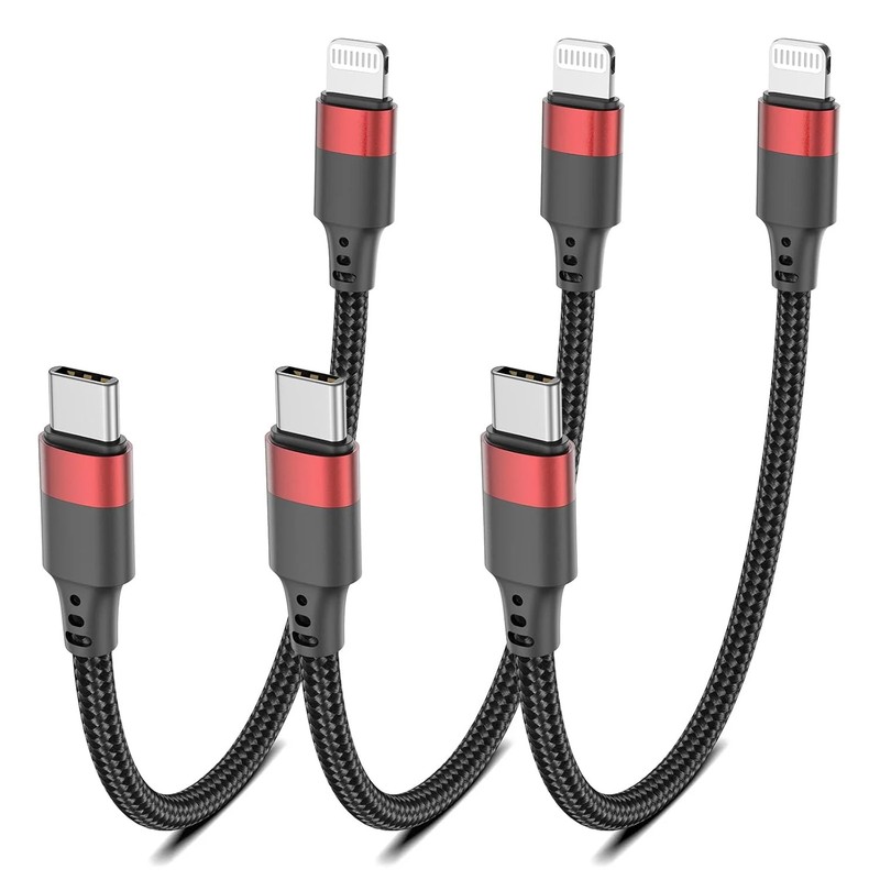 Bkduice 6 Inch USB C to Lightning Cable Short, 3 Pack MFi Certified Braided 0.5f