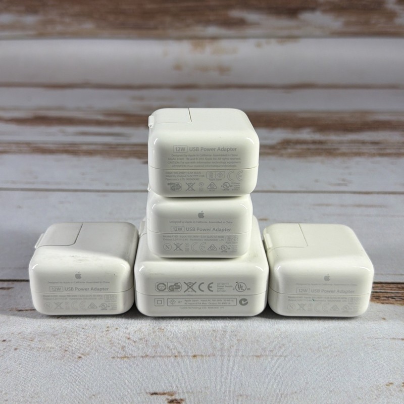 Lot of 5 OEM Apple 12W & 15W USB Power Adapter Wall Charger iPad iPhone A1401